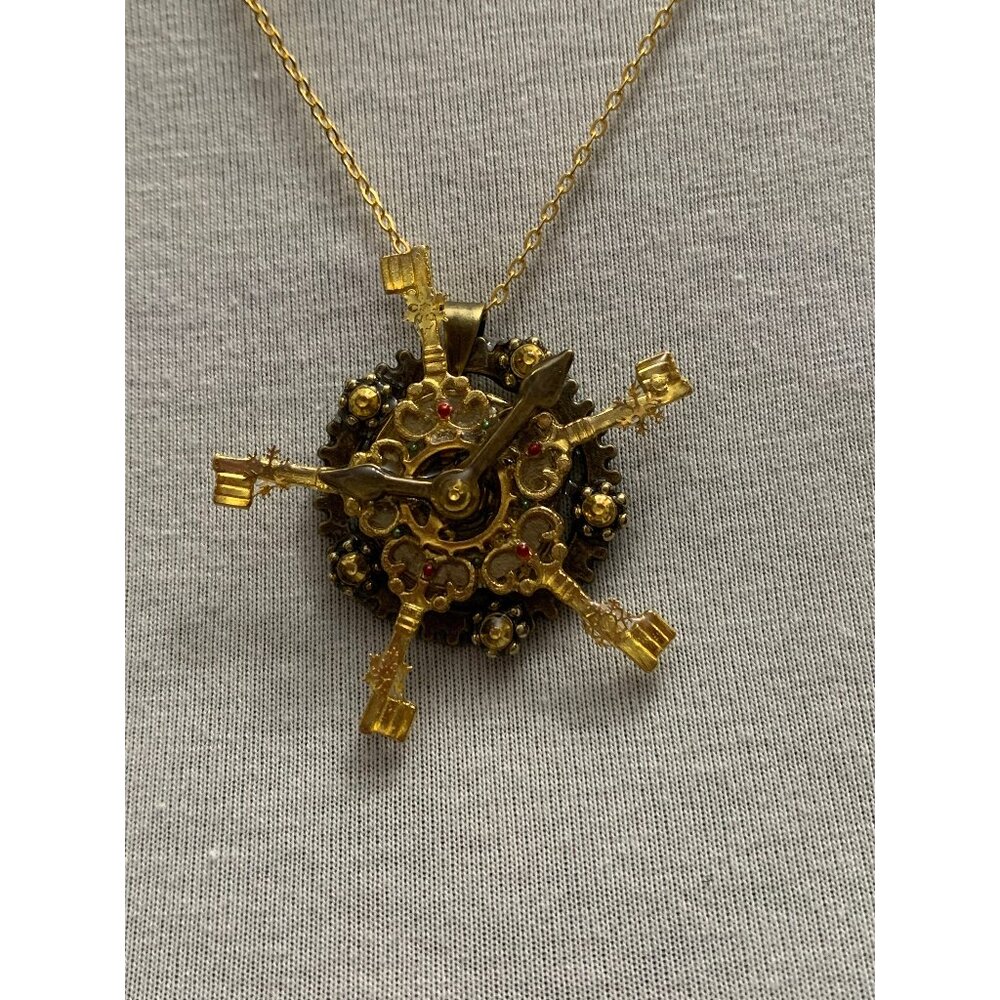 Gold Steampunk Skeleton key Necklace